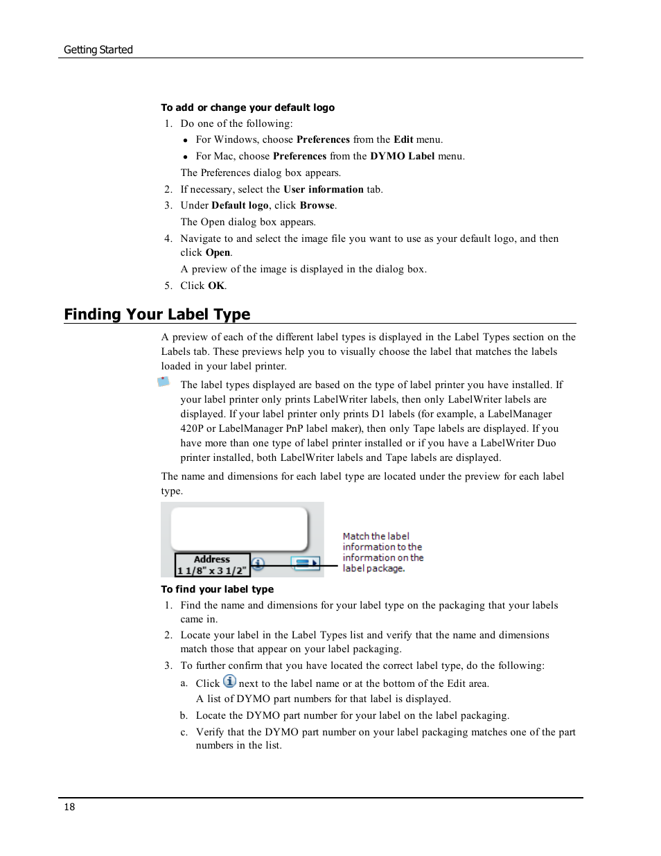 Finding your label type | Dymo LabelWriter 300,310,320,330 DLS 8 User Manual | Page 26 / 122