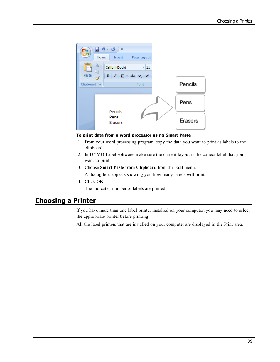 Choosing a printer | Dymo LabelWriter 300,310,320,330 DLS 8 User Manual | Page 47 / 122