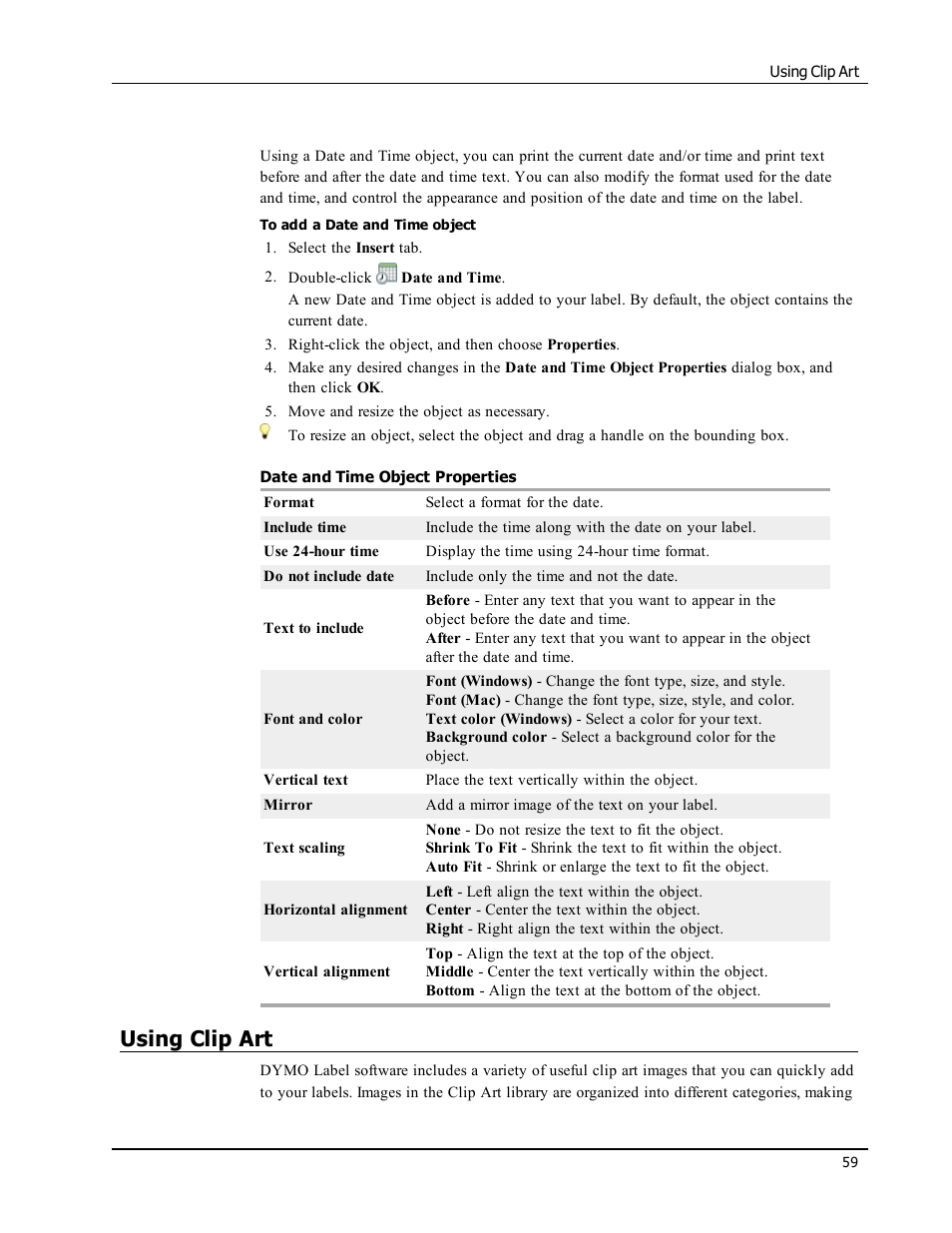 Using clip art | Dymo LabelWriter 300,310,320,330 DLS 8 User Manual | Page 67 / 122