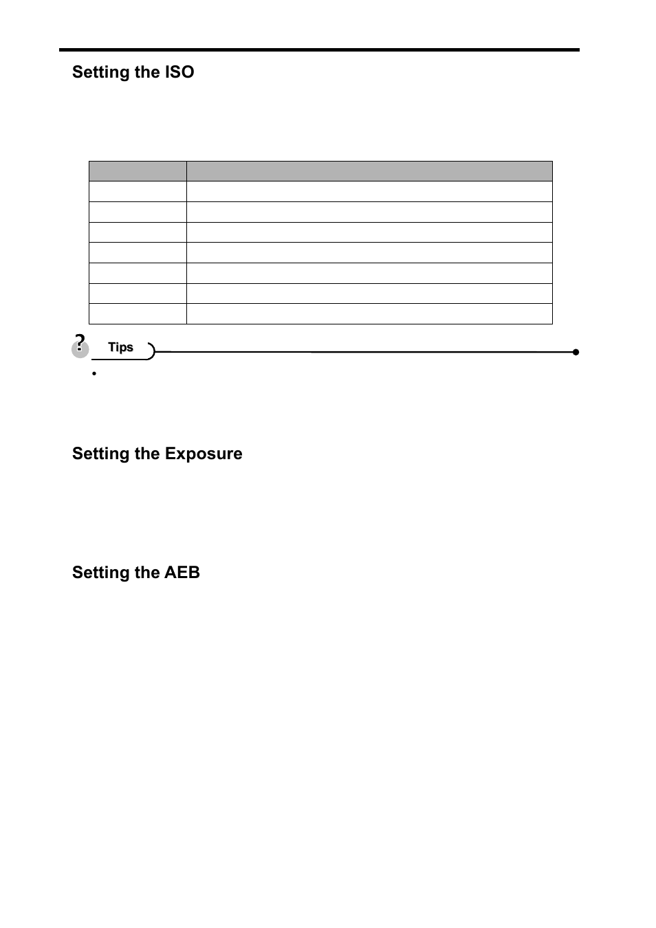 Setting the iso, Setting the exposure, Setting the aeb | Beko BDK 870 User Manual | Page 37 / 62