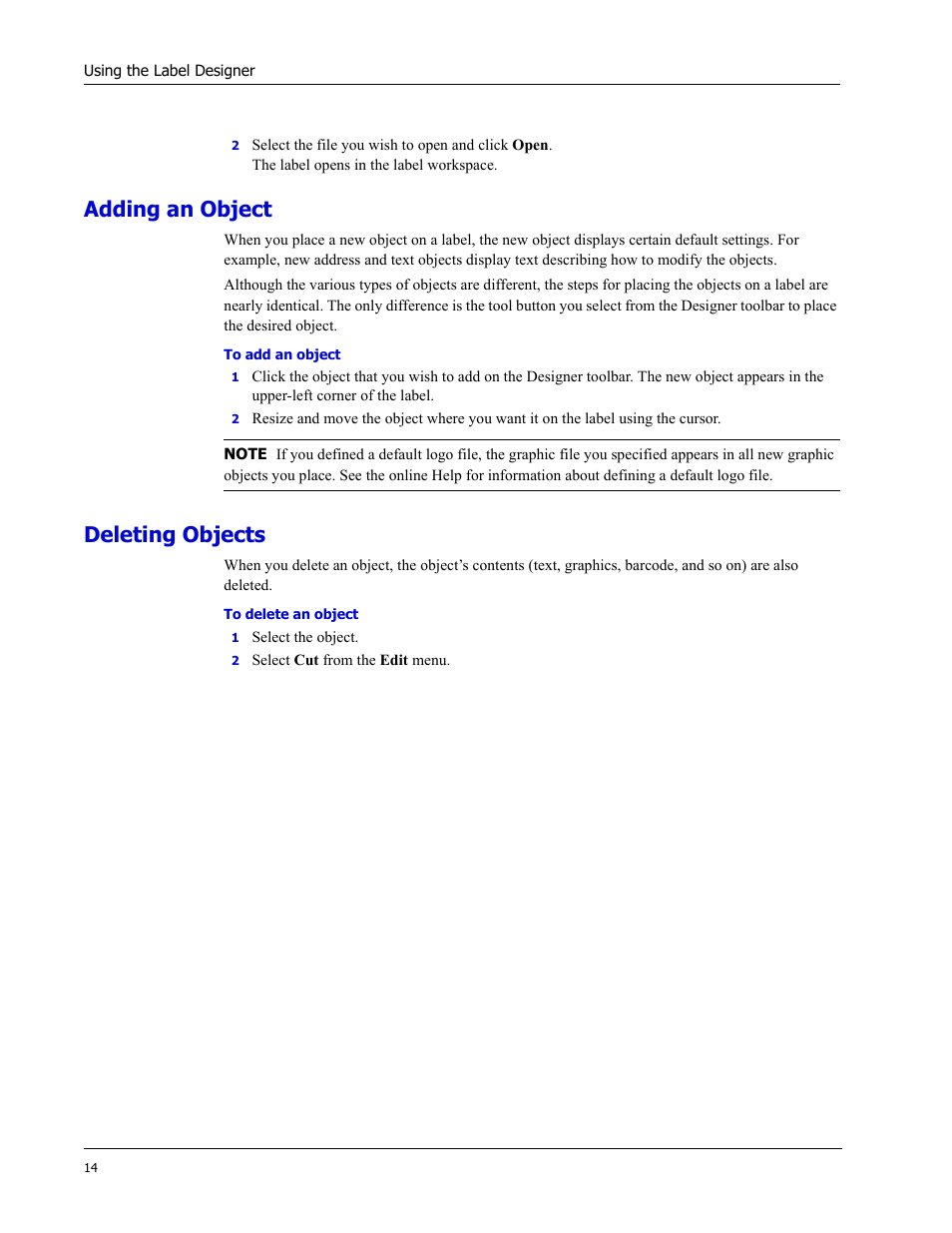 Adding an object, Deleting objects | Dymo LabelWriter EL60 User Manual | Page 18 / 38