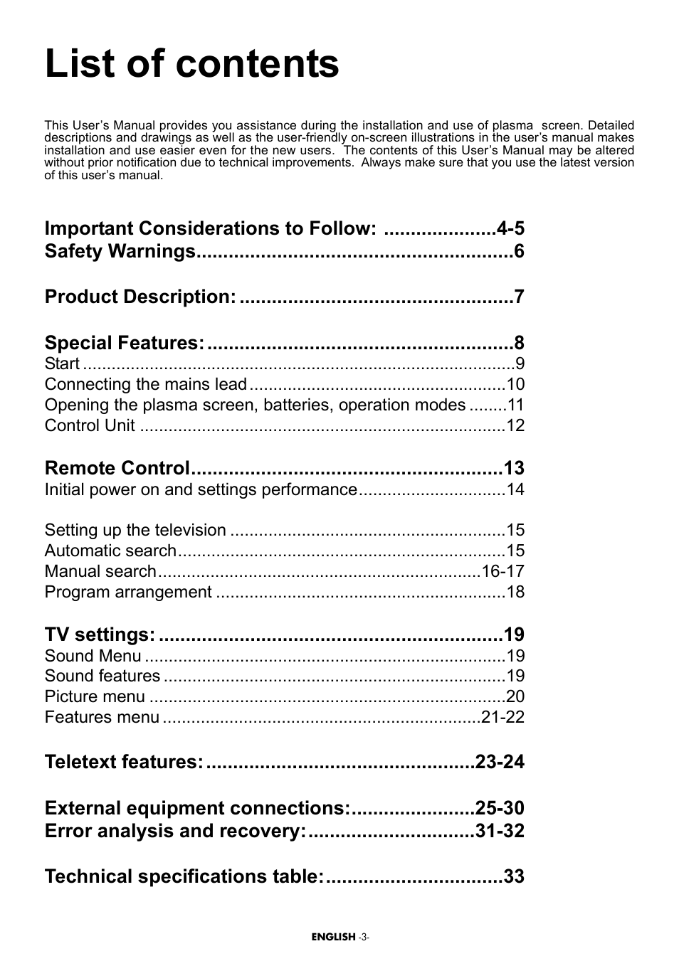 Beko Plasma TV User Manual | 31 pages