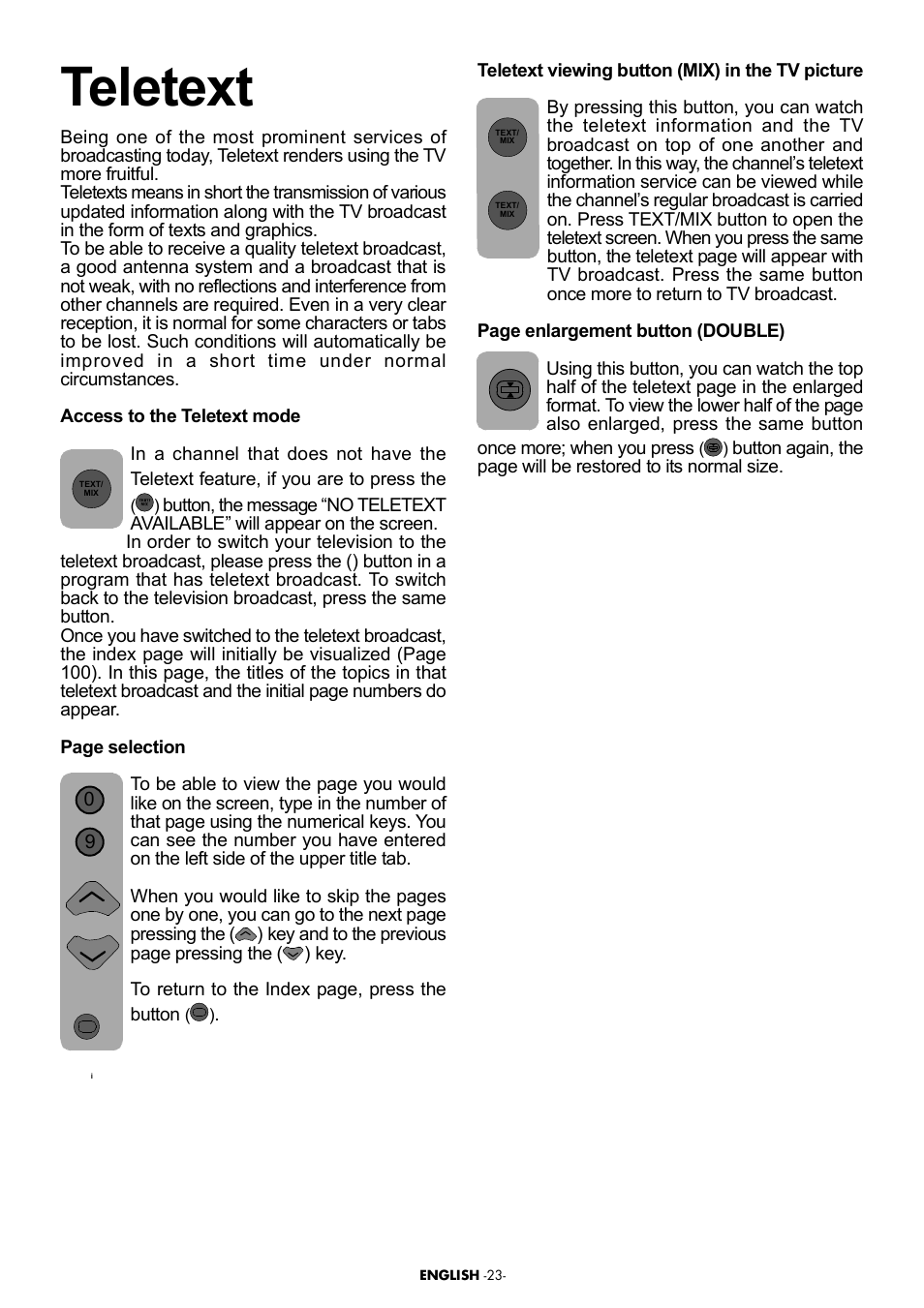 Teletext, List of contents, Start | Important considerations to follow, Product description, External equipment connection, Panel connections, Performing the initial power-on settings, Attention, Tv controls | Beko Plasma TV User Manual | Page 21 / 31