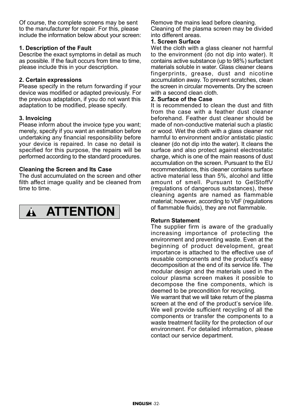 Teletext, List of contents, Start | Important considerations to follow, Product description, External equipment connection, Panel connections, Performing the initial power-on settings, Attention, Tv controls | Beko Plasma TV User Manual | Page 30 / 31