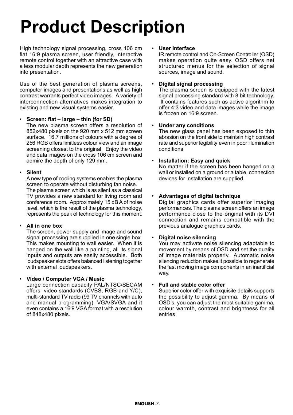 Teletext, List of contents, Start | Important considerations to follow, Product description, External equipment connection, Panel connections, Performing the initial power-on settings, Attention, Tv controls | Beko Plasma TV User Manual | Page 5 / 31