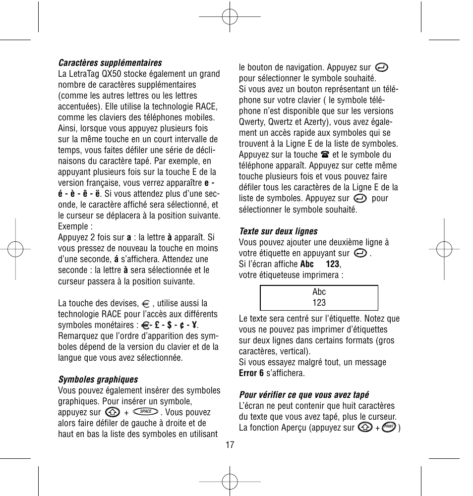 Dymo LetraTag QX50 User Manual | Page 17 / 44