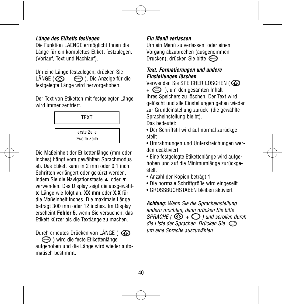 Dymo LetraTag QX50 User Manual | Page 40 / 44