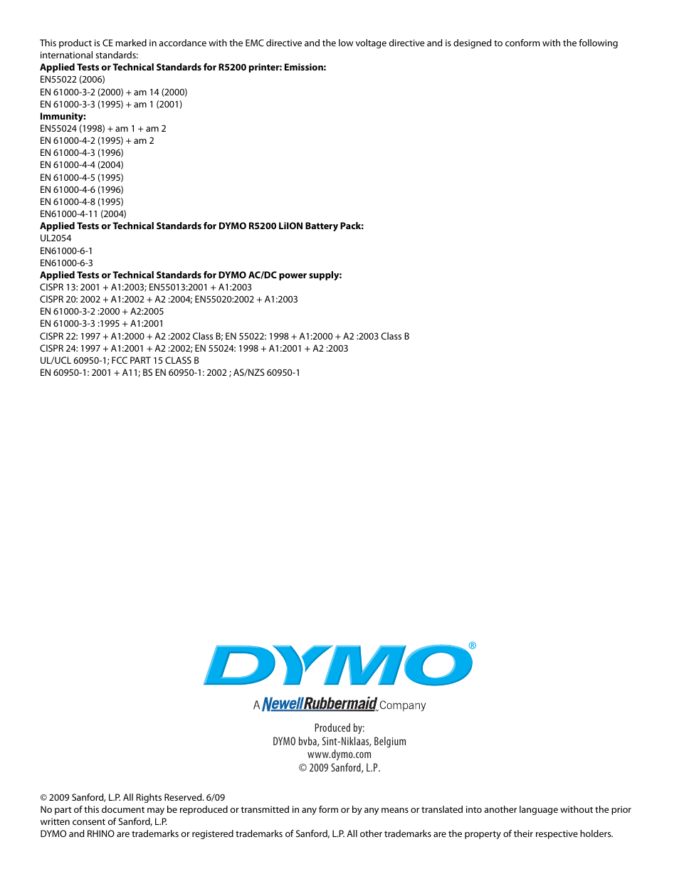 Dymo Rhino 5200 User Manual | Page 24 / 24