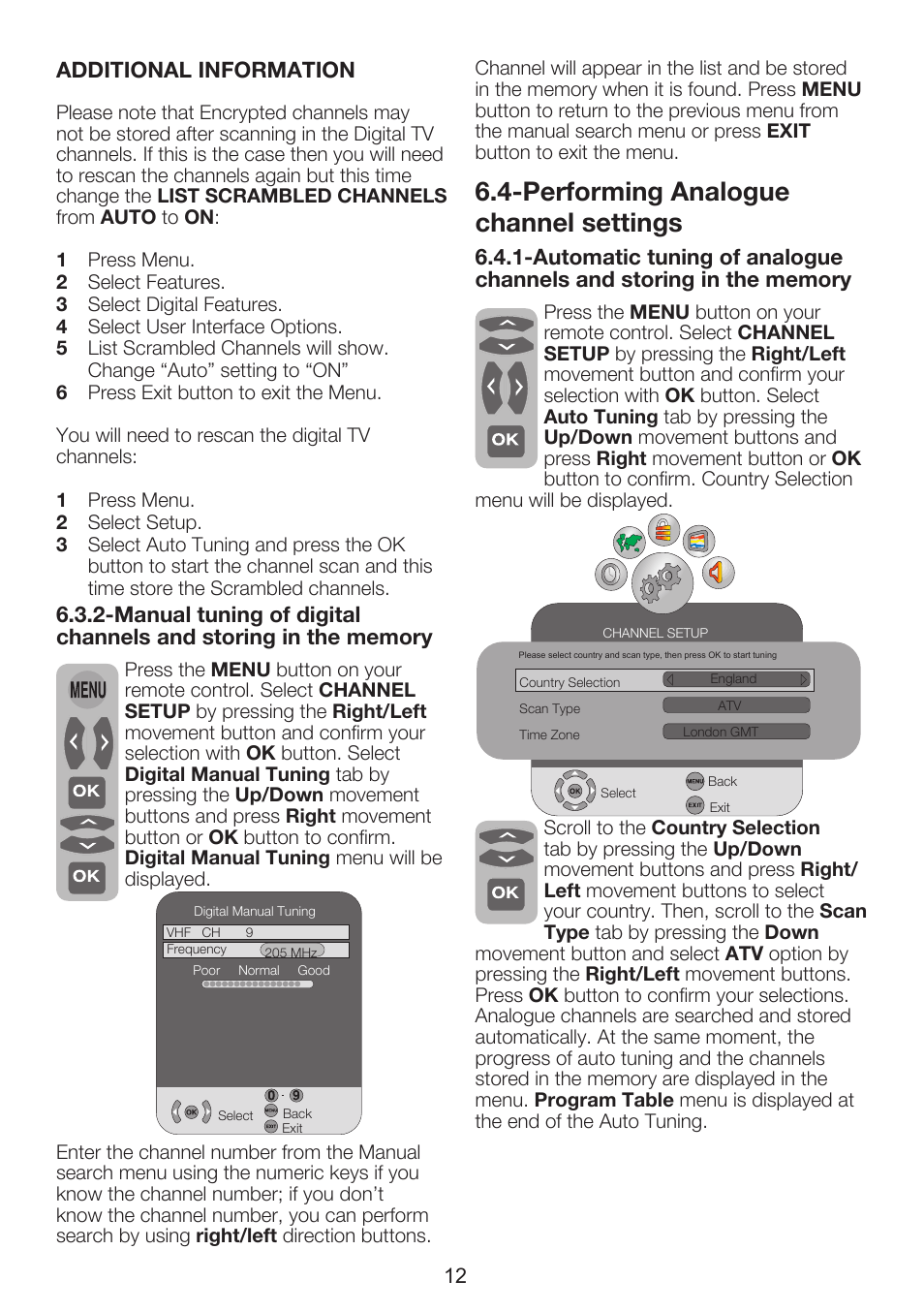 Performing analogue channel settings | Beko INTEGRATED DIGITAL HD READY COLOUR TELEVISIONS 32WLU530HID User Manual | Page 14 / 37