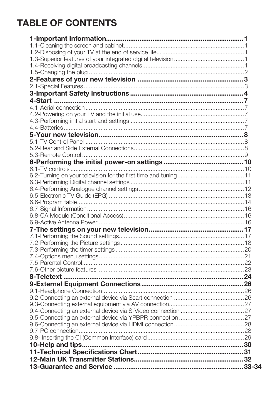 Beko INTEGRATED DIGITAL HD READY COLOUR TELEVISIONS 32WLU530HID User Manual | Page 2 / 37