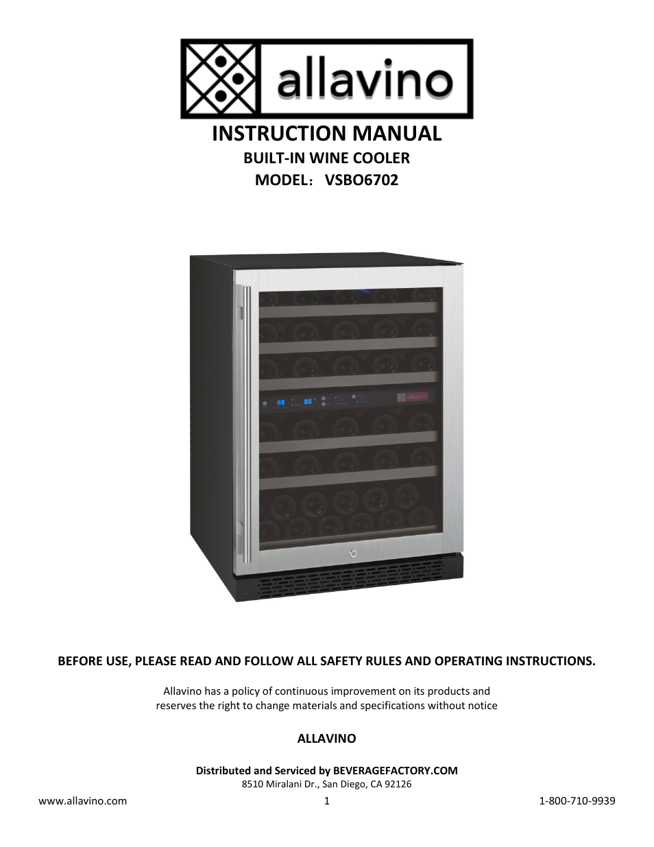 Allavino VWR6702-SRT FlexCount Series 56 Bottle Dual-Zone Wine Refrigerator - Right Hinge with Towel Bar Handle User Manual | 10 pages