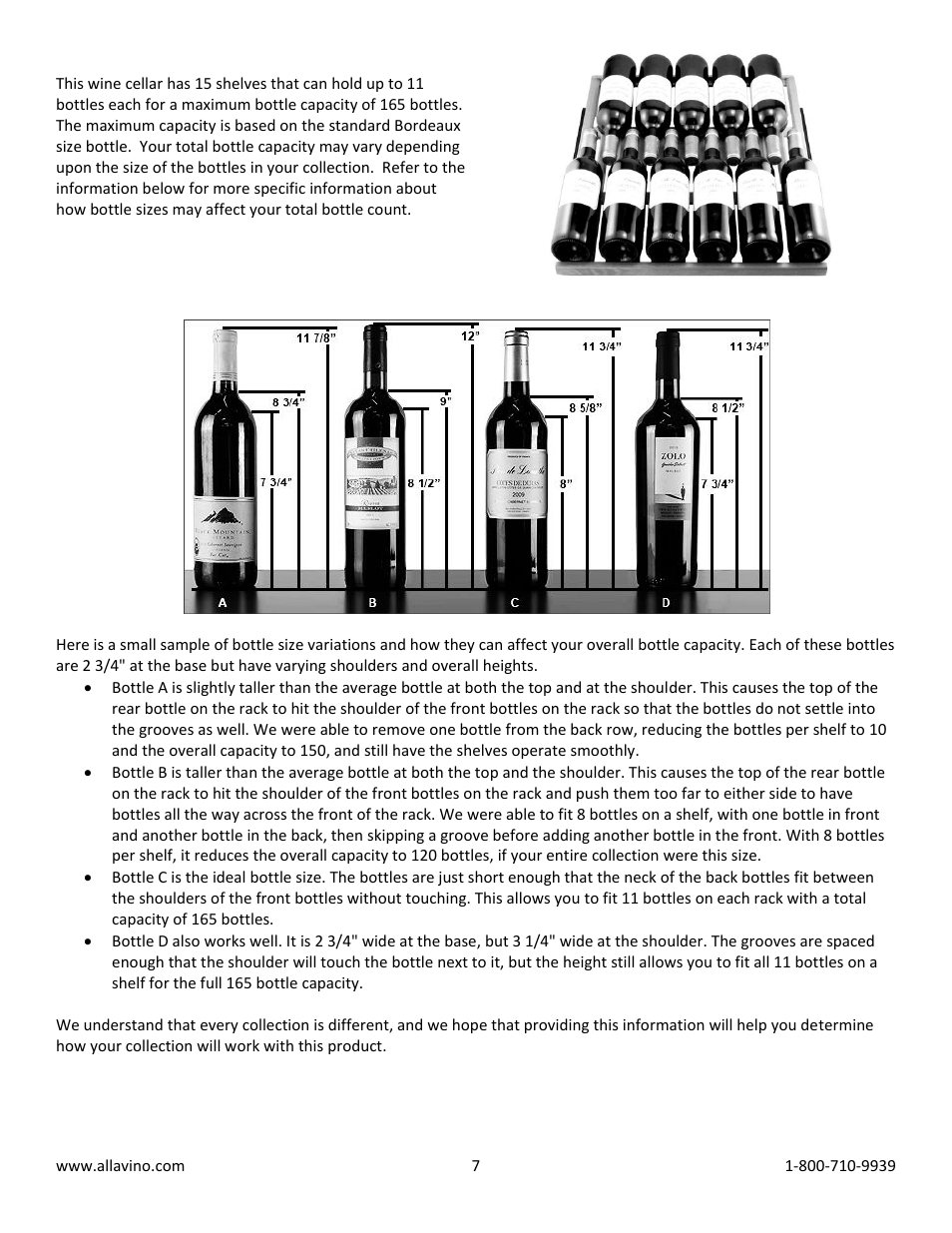 Allavino MWR-1682-BR-C Dual-Zone Wine Cellar Refrigerator - 170 Bottle Capacity - Right Hinge Black Door with Curved Handle User Manual | Page 7 / 10