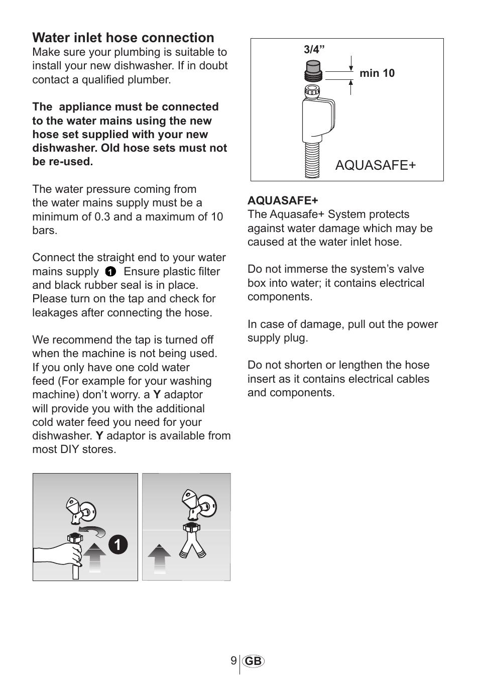 Water inlet hose connection | Beko DFN 1000 X User Manual | Page 10 / 36