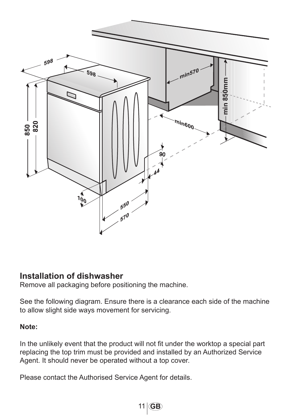 Installation of dishwasher | Beko DFN 1000 X User Manual | Page 12 / 36