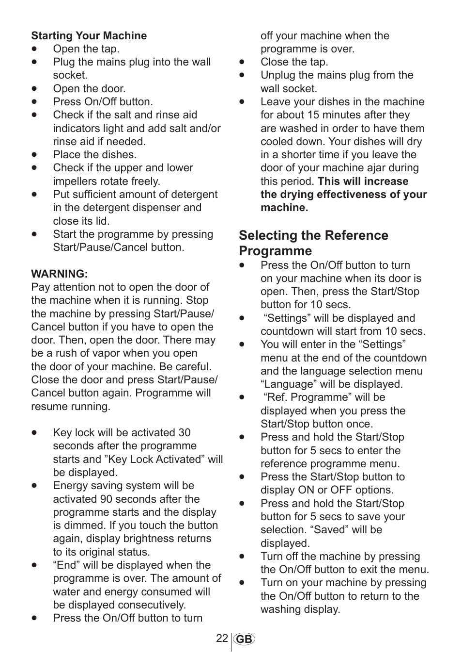 Selecting the reference programme | Beko DFN 1000 X User Manual | Page 23 / 36