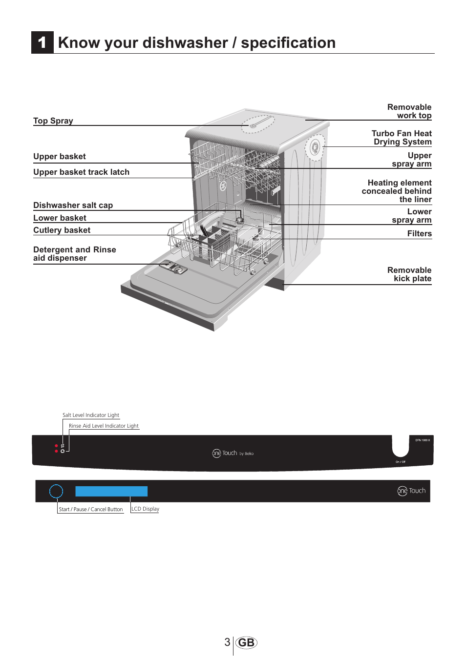 Know your dishwasher / specification, 3 gb | Beko DFN 1000 X User Manual | Page 4 / 36