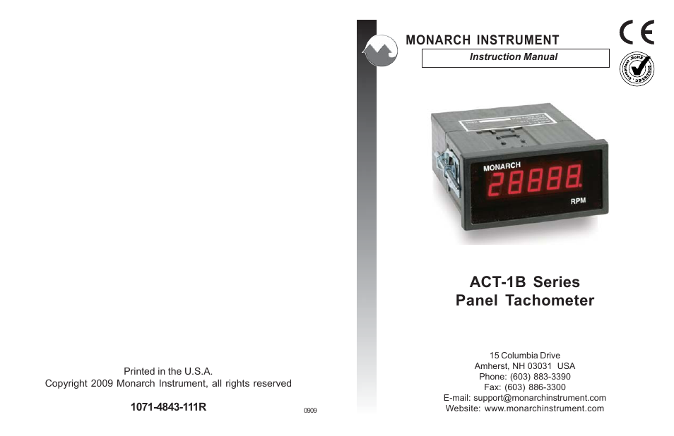 Monarch Instrument ACT-1B Series User Manual | 8 pages