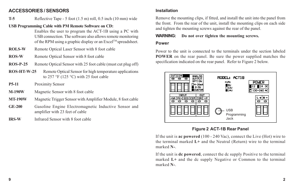 Monarch Instrument ACT-1B Series User Manual | Page 5 / 8
