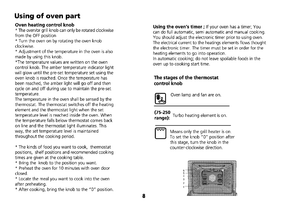 Using of oven part | Beko D1 6633 TS User Manual | Page 11 / 25