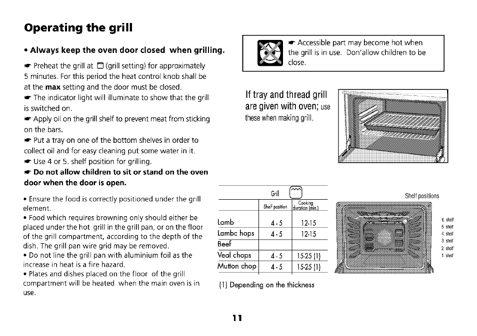 Operating the grill, If tray and thread grill are given with oven, Use these when making grill | Beko D1 6633 TS User Manual | Page 14 / 25
