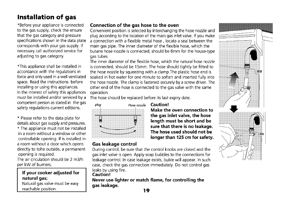 Installation of gas | Beko D1 6633 TS User Manual | Page 22 / 25