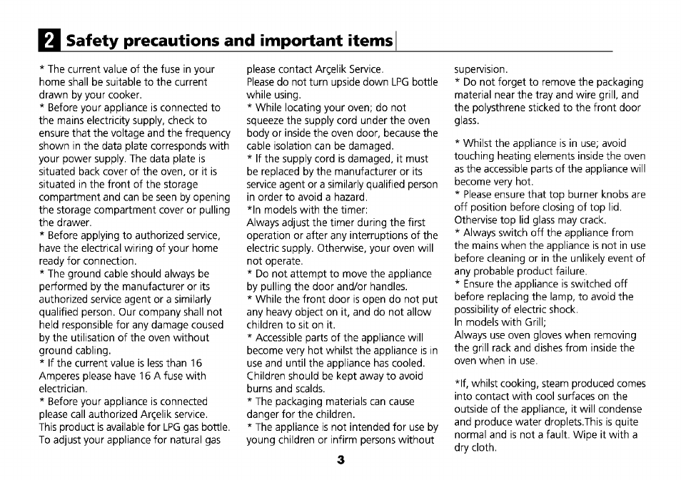 Safety precautions and important items | Beko D1 6633 TS User Manual | Page 6 / 25