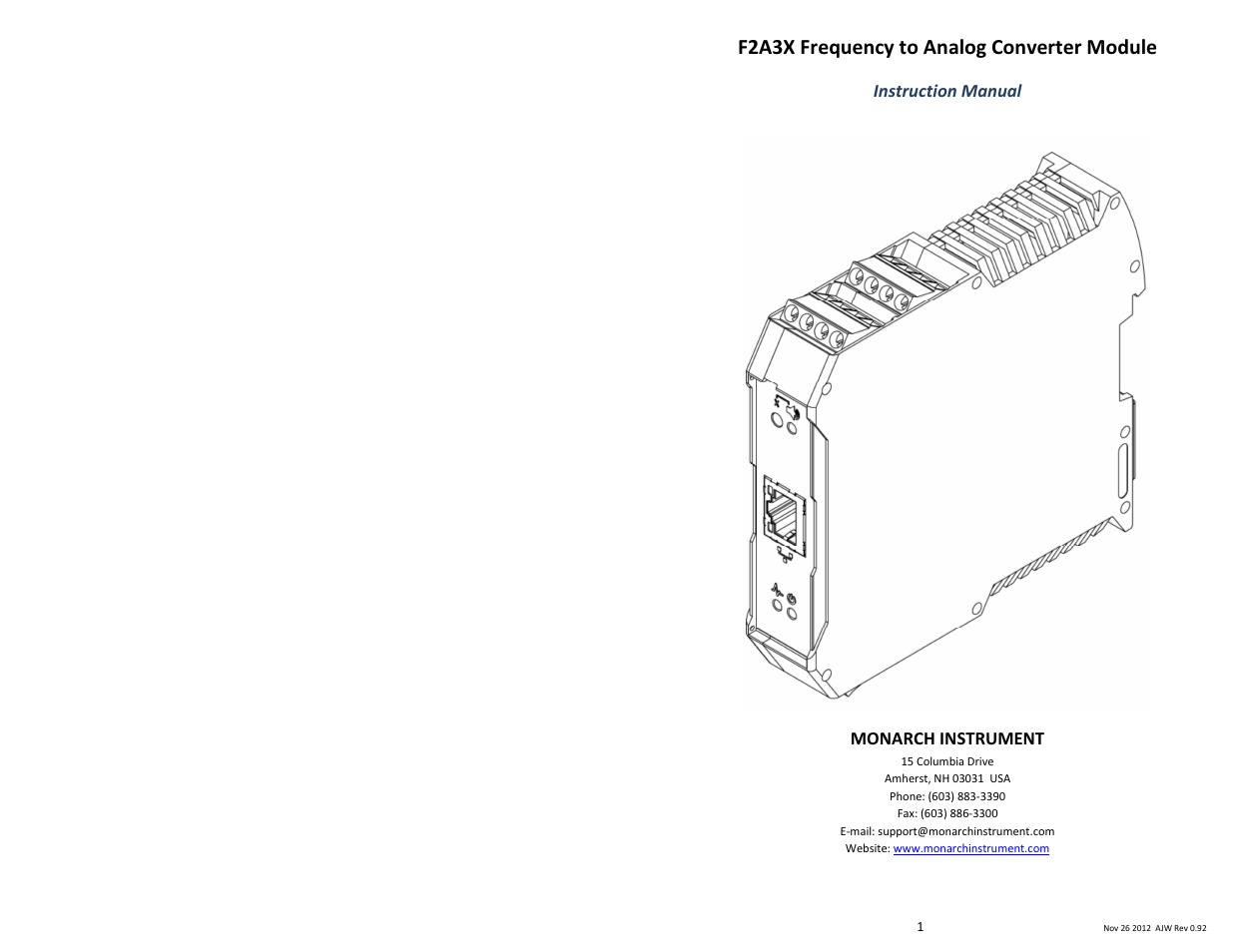 Monarch Instrument F2A3X User Manual | 6 pages