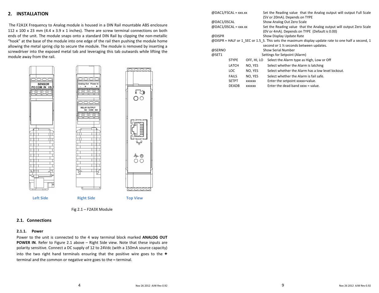 Installation | Monarch Instrument F2A3X User Manual | Page 4 / 6