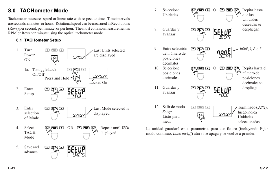 0 tachometer mode | Monarch Instrument PLT200 User Manual | Page 14 / 42