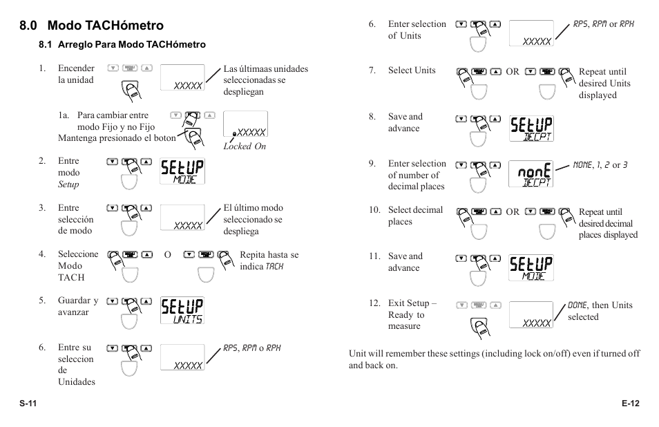 0 modo tachómetro | Monarch Instrument PLT200 User Manual | Page 15 / 42