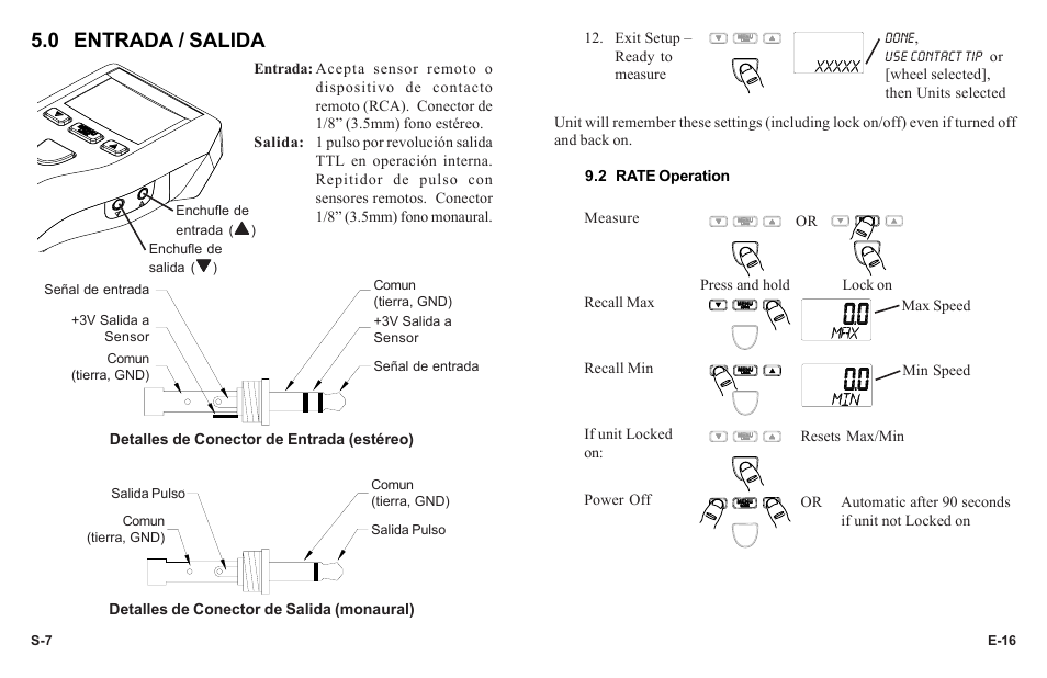 0 entrada / salida | Monarch Instrument PLT200 User Manual | Page 19 / 42