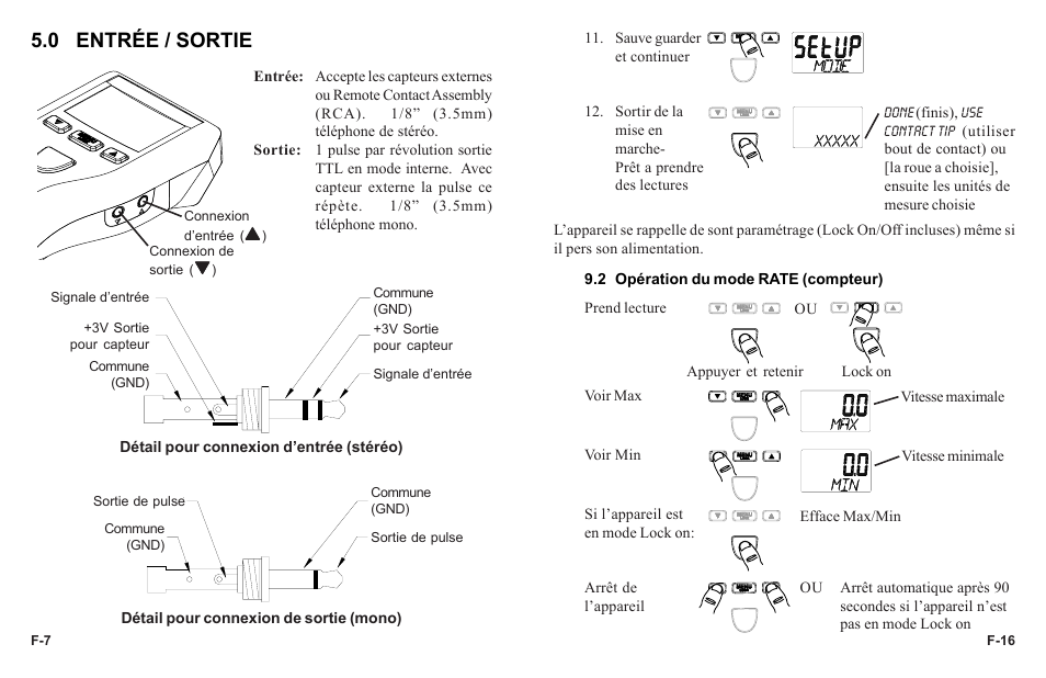0 entrée / sortie | Monarch Instrument PLT200 User Manual | Page 38 / 42