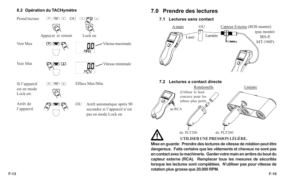 0 prendre des lectures | Monarch Instrument PLT200 User Manual | Page 41 / 42