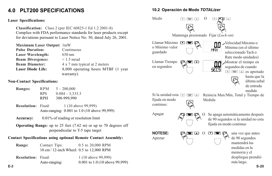 0 plt200 specifications | Monarch Instrument PLT200 User Manual | Page 6 / 42