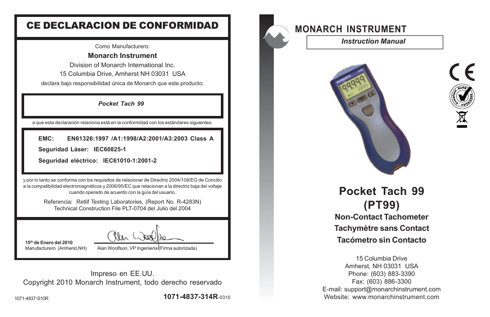 Monarch Instrument PT99 User Manual | 18 pages