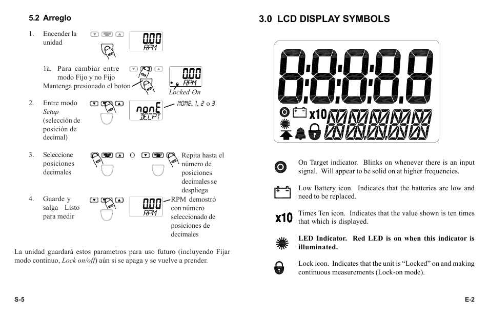 0 lcd display symbols | Monarch Instrument PT99 User Manual | Page 5 / 18