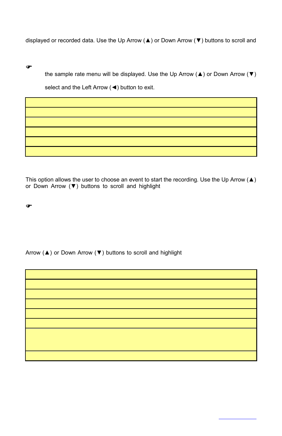Sample trigger, Record trigger, External input | Adv. setup - ext. input | Monarch Instrument DC1250 User Manual | Page 32 / 43