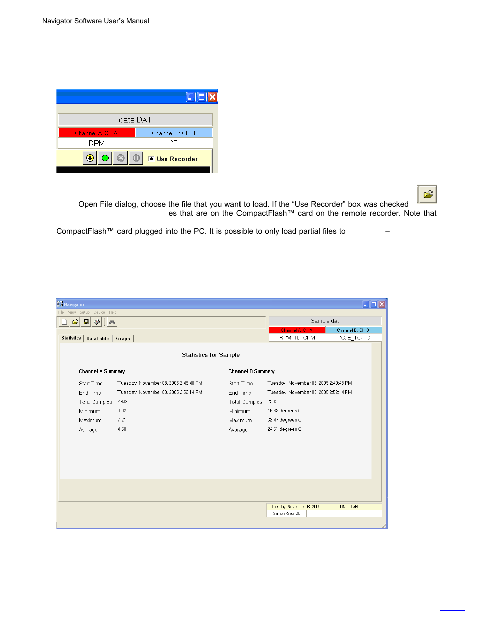 Load data file | Monarch Instrument Navigator User Manual | Page 8 / 20