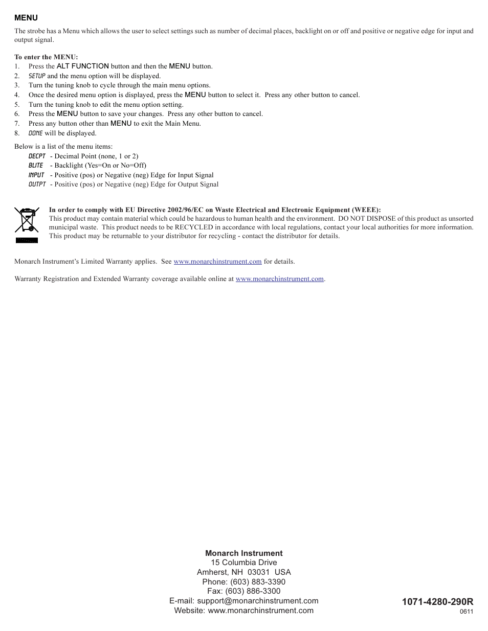Monarch Instrument MVS Frequency Controller User Manual | Page 2 / 2