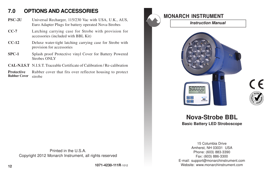 Monarch Instrument Nova-Strobe BBL User Manual | 8 pages