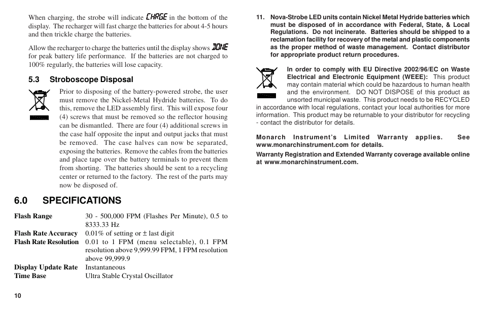 0 specifications | Monarch Instrument Nova-Strobe BBL User Manual | Page 3 / 8