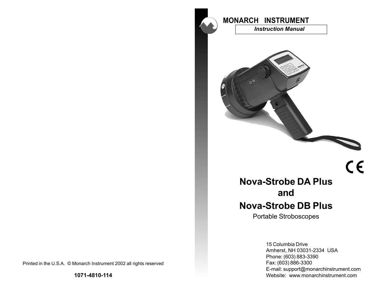 Monarch Instrument Nova Strobe DB Plus User Manual | 8 pages