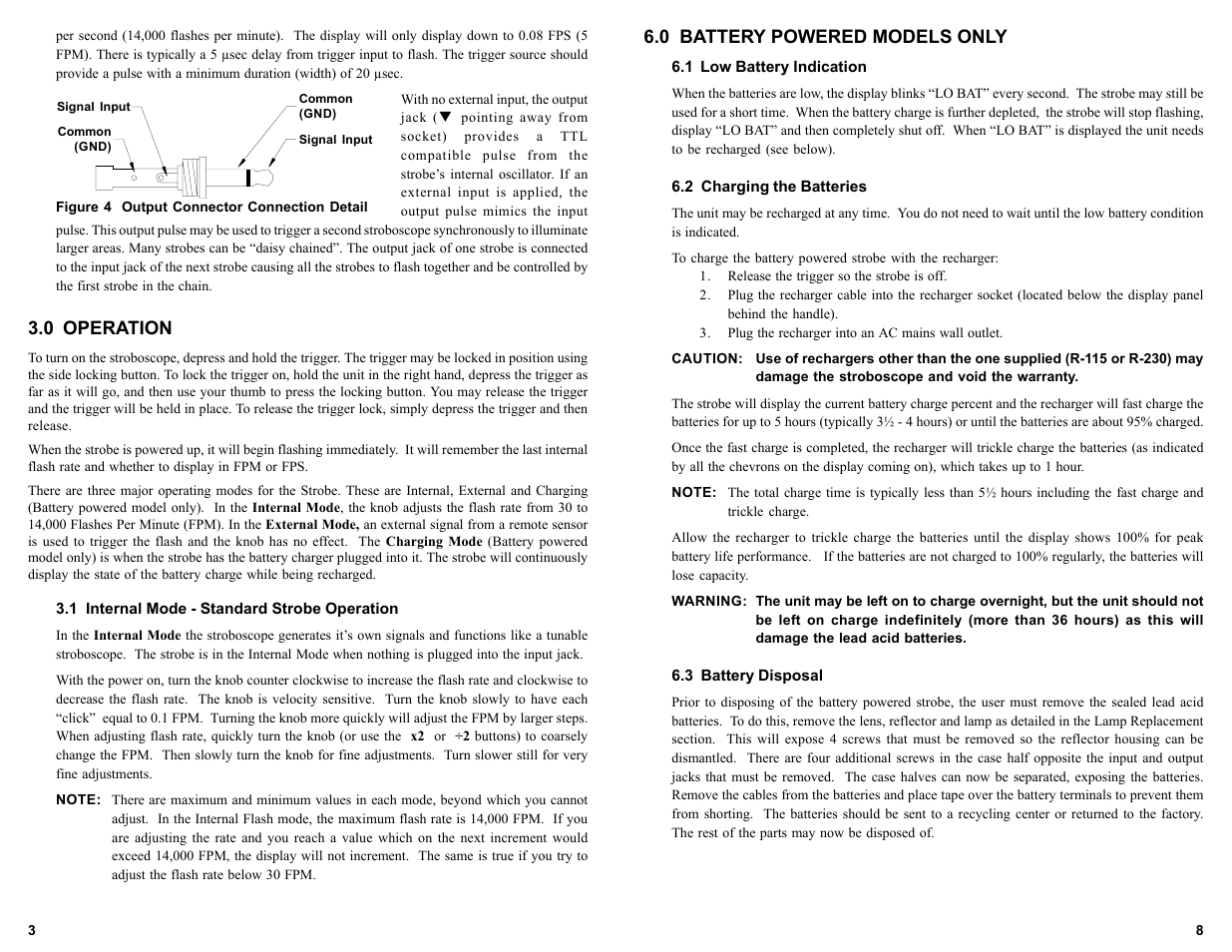 0 operation, 0 battery powered models only | Monarch Instrument Nova Strobe DB Plus User Manual | Page 6 / 8