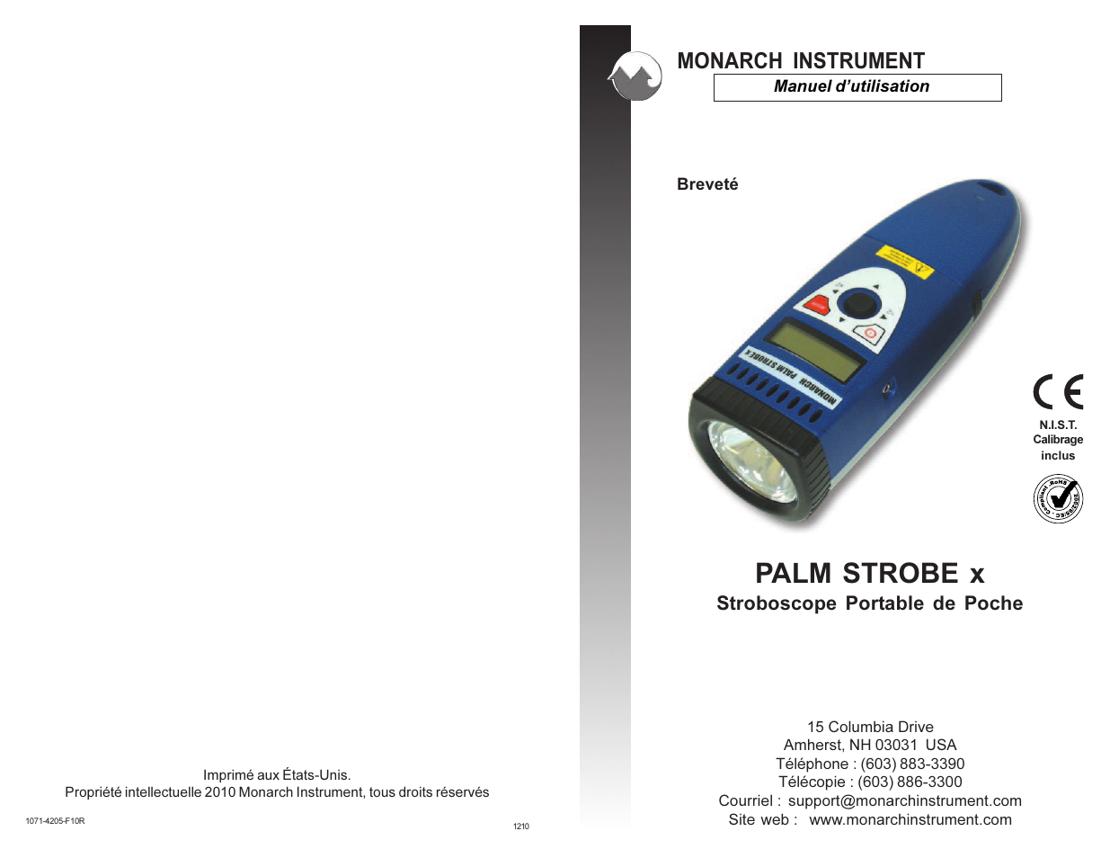 Palm strobe x, Monarch instrument | Monarch Instrument PALM STROBE User Manual | Page 17 / 24