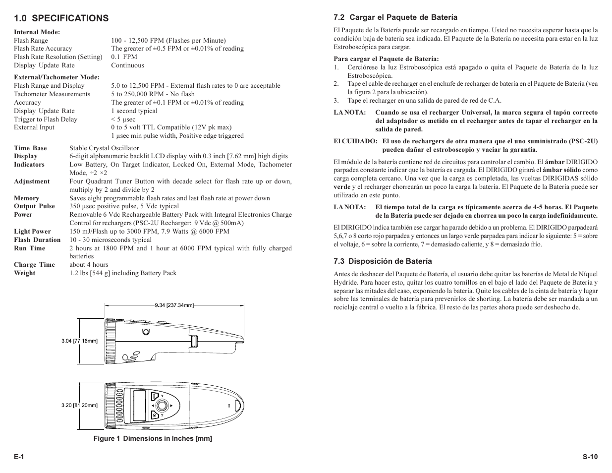 0 specifications | Monarch Instrument PALM STROBE User Manual | Page 4 / 24
