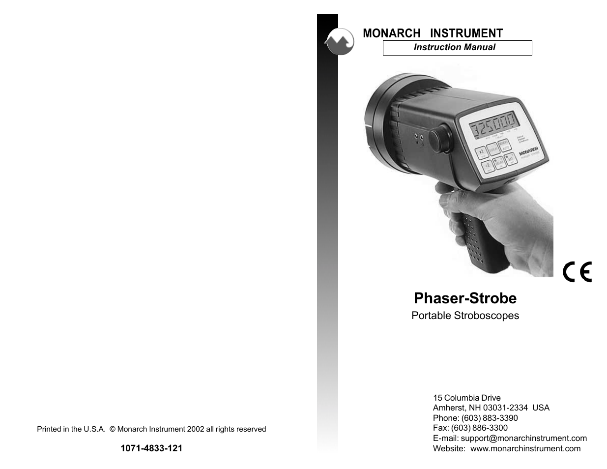Monarch Instrument Phaser-Strobe User Manual | 10 pages