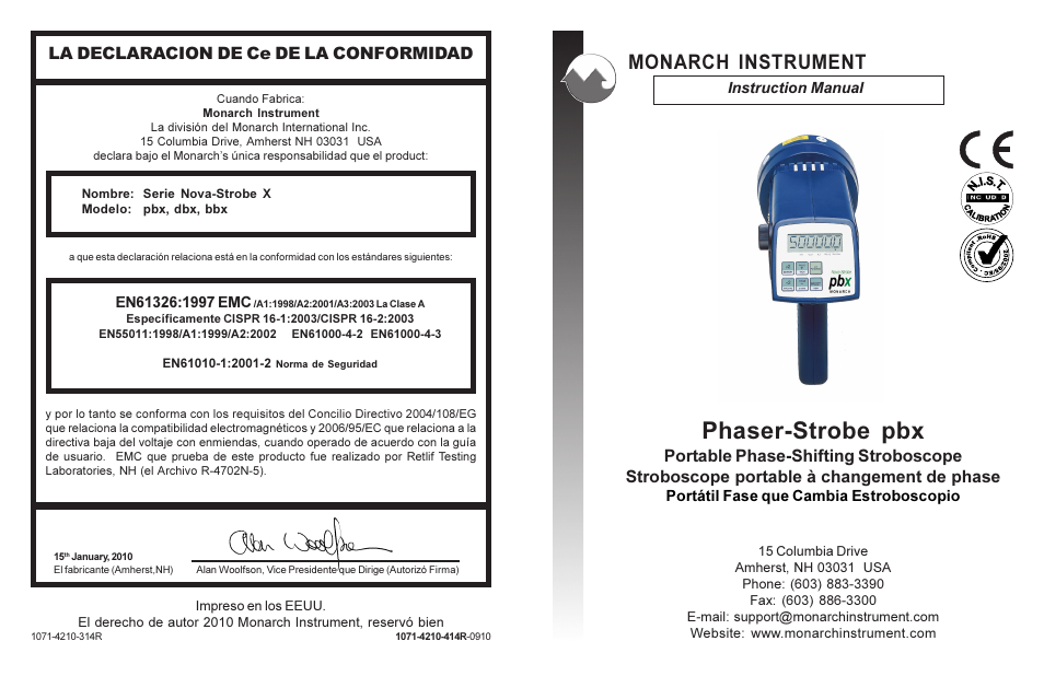 Monarch Instrument Phaser-Strobe pbx User Manual | 44 pages