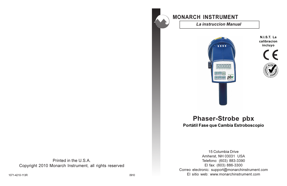 Phaser-strobe pbx, Monarch instrument | Monarch Instrument Phaser-Strobe pbx User Manual | Page 28 / 44