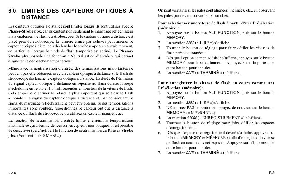 0 limites des capteurs optiques à distance | Monarch Instrument Phaser-Strobe pbx User Manual | Page 41 / 44