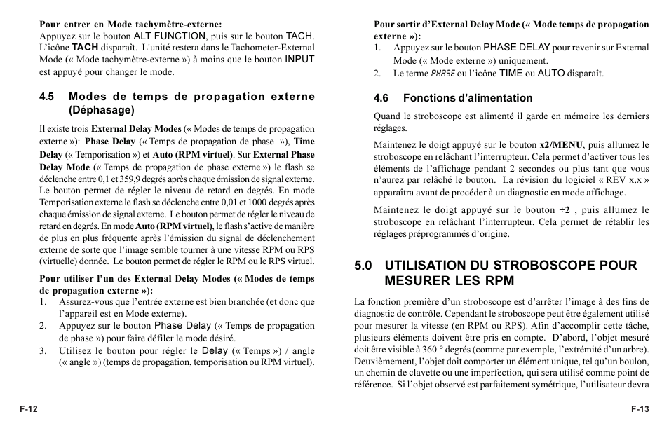 0 utilisation du stroboscope pour mesurer les rpm | Monarch Instrument Phaser-Strobe pbx User Manual | Page 44 / 44